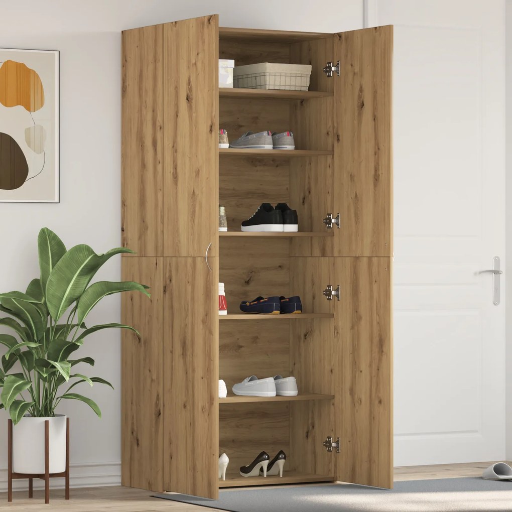vidaXL Ντουλάπι Παπουτσιών Artisan Oak 80x35,5x180 εκ Επεξεργασμένο Ξύλο