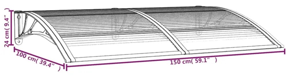 Στέγαστρο Πόρτας Μαύρο 150 x 100 εκ. από Πολυκαρβονικό - Μαύρο