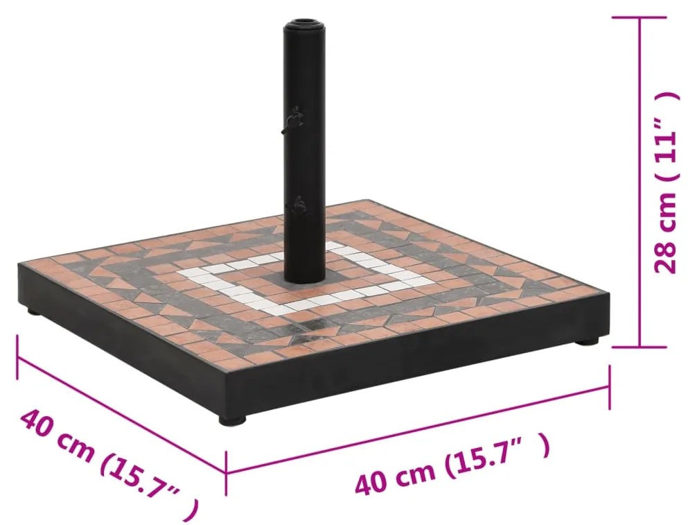 vidaXL Βάση Ομπρέλας Τετράγωνη Τερακότα και Λευκό 12 κιλών