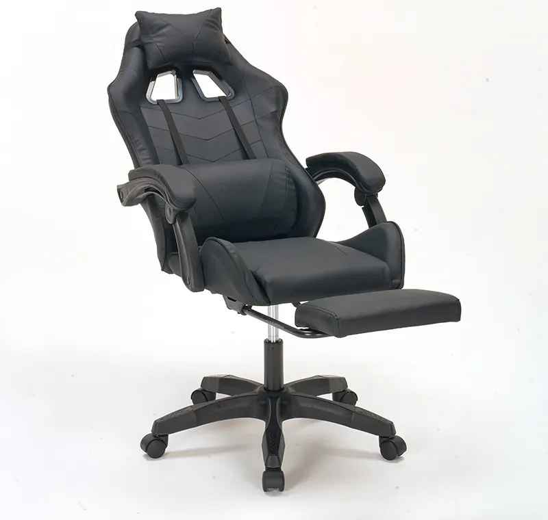 A9937 ΜΑΥΡΟ PVC ΠΟΛΥΘΡΟΝΑ GAMING/ΜΕ ΥΠΟΠΟΔΙΟ 64X59X43-112/53-125εκ.