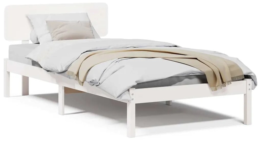 vidaXL Σκελετός Κρεβατιού Λευκό 90 x 200 cm Στερεά ξυλεία πεύκου