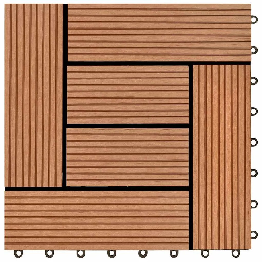 vidaXL Πλακάκια Deck 11 τεμ. Καφέ 30 x 30 εκ. / 1 τ.μ. WPC