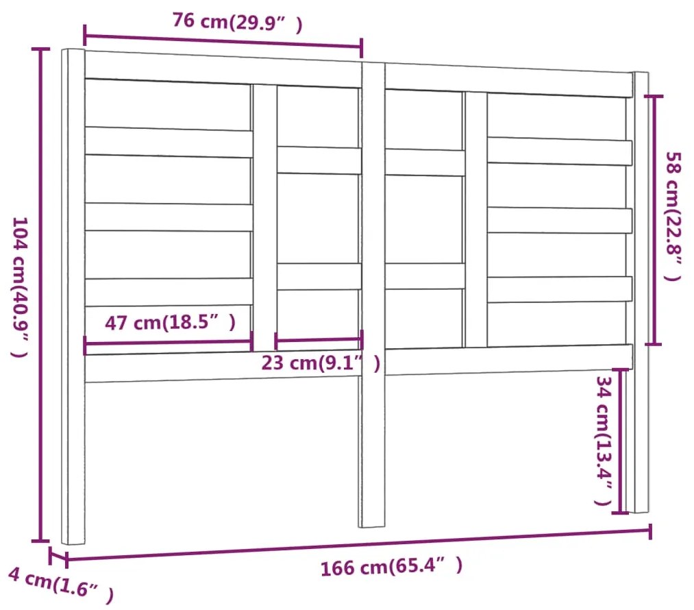 vidaXL Κεφαλάρι Κρεβατιού Γκρι 166x4x104 εκ. από Μασίφ Ξύλο Πεύκου