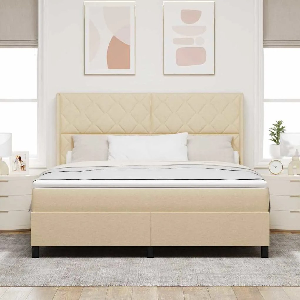 vidaXL Κρεβάτι με ελατήρια με στρώμα Κρεμ 180 x 200 cm ύφασμα