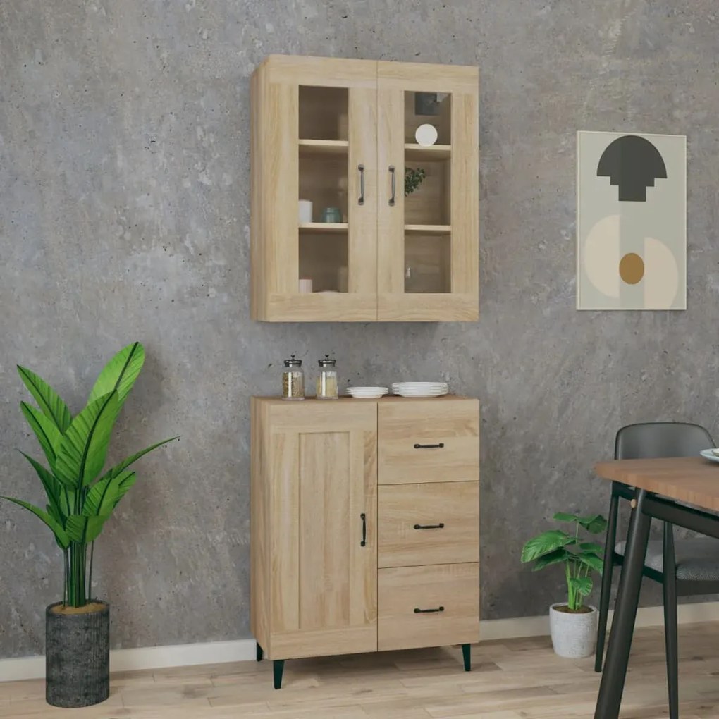 vidaXL Ντουλάπι Sonoma δρυς 69,5 x 34 x 180 εκ. από Επεξεργασμένο Ξύλο