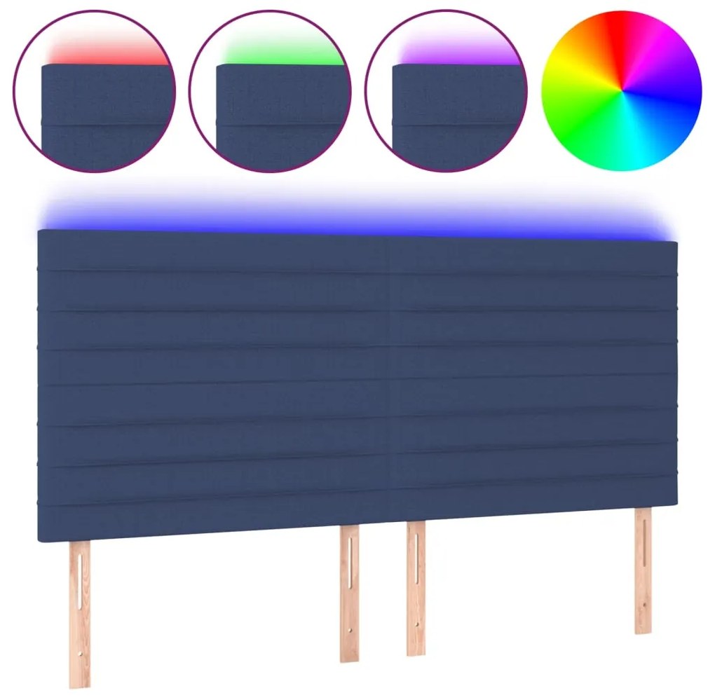 vidaXL Κεφαλάρι Κρεβατιού LED Μπλε 180x5x118/128 εκ. Υφασμάτινο
