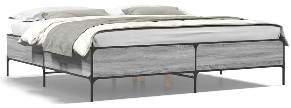 vidaXL Πλαίσιο Κρεβατιού Γκρι Sonoma 200x200 εκ. Επεξ. Ξύλο &amp; Μέταλλο