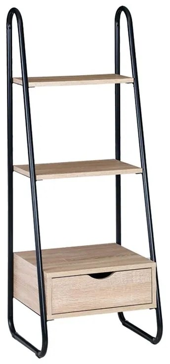 WOODWELL ΕΟ428Ραφιέρα Μέταλλο Βαφή Μαύρο, Απόχρωση Σημύδας 44x37x114cm ΕΟ428