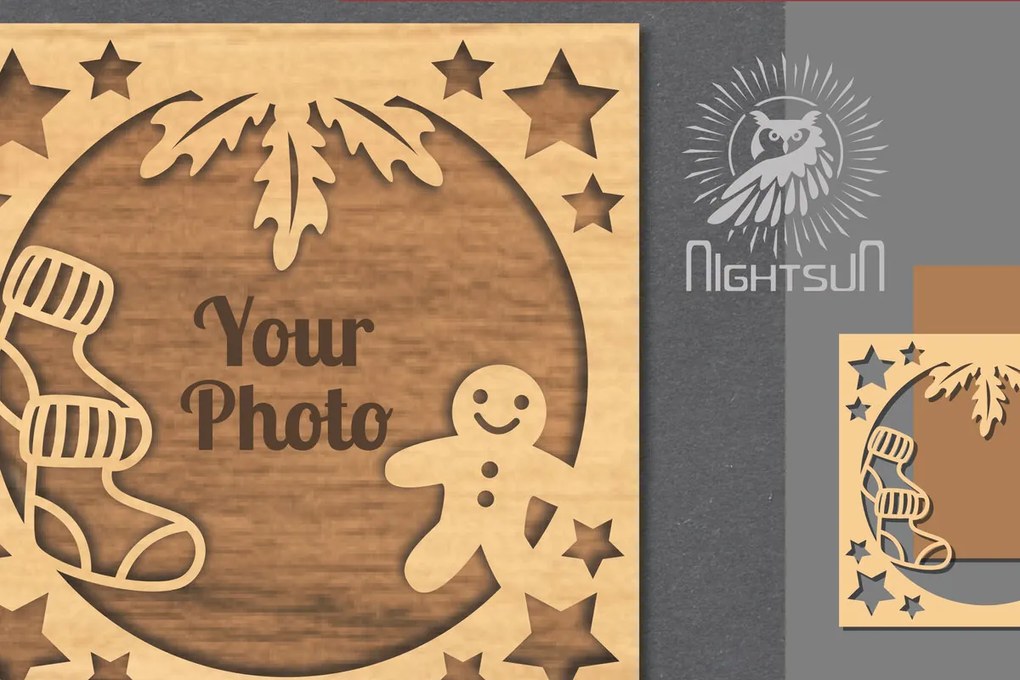 Σετ των 2 Intra απο ξύλο plywood 3mm-4mm πάχος Χριστουγεννιάτικη κορνίζα φωτογραφιών με λέιζερ 1 Δίασταση 20x30 cm INTRAFABR-112790614