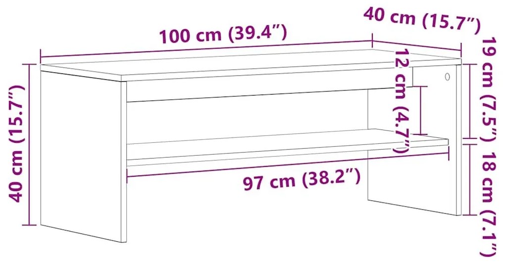 Έπιπλο Τηλεόρασης Γκρι Sonoma 100x40x40 εκ. από Επεξεργ. Ξύλο - Γκρι