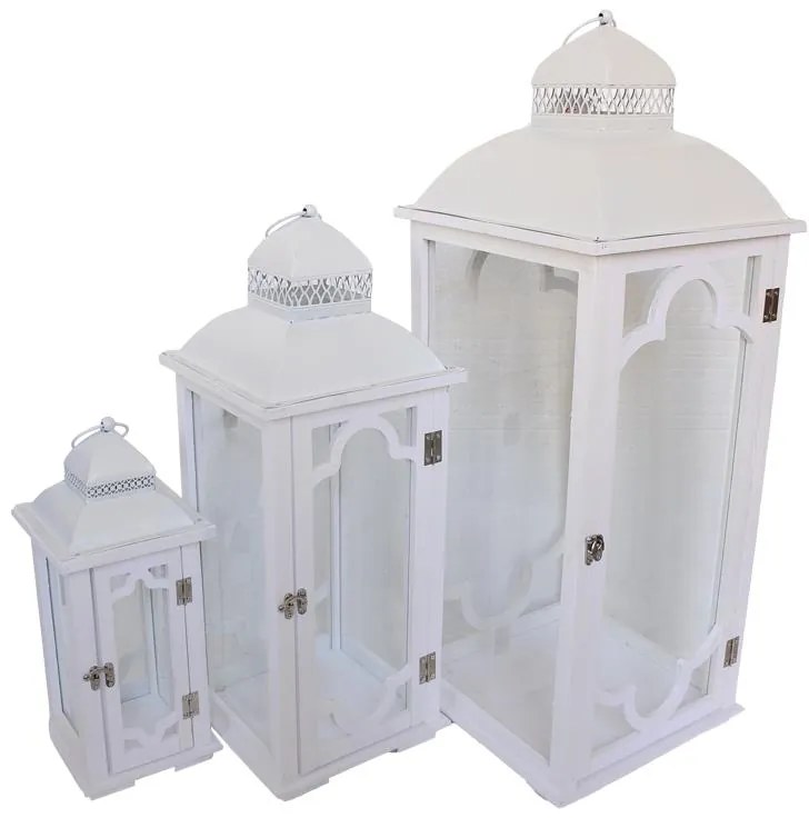 Φανάρι Numie Inart σετ 3τεμ αλουμίνιο σε λευκή απόχρωση 30x30x80 εκ.