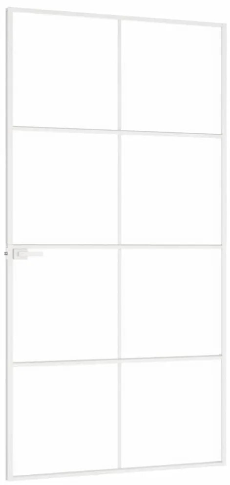 vidaXL Εσωτερική Πόρτα Λευκή 102x201,5εκ. Ψημένο Γυαλί&Λεπτό Αλουμίνιο