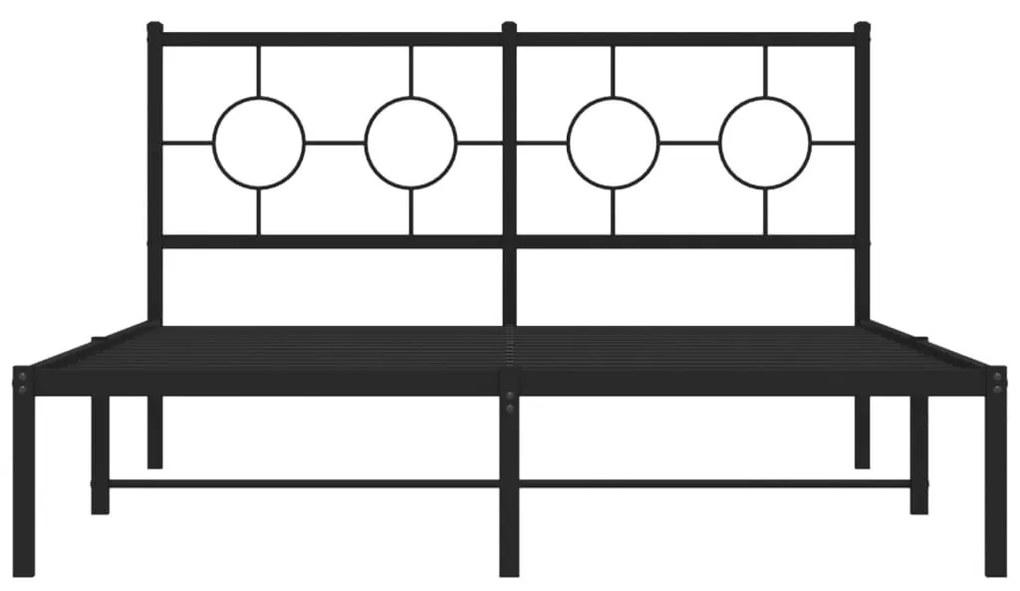 Μεταλλικό Πλαίσιο Κρεβατιού με Κεφαλάρι Μαύρο 135 x 190 εκ. - Μαύρο