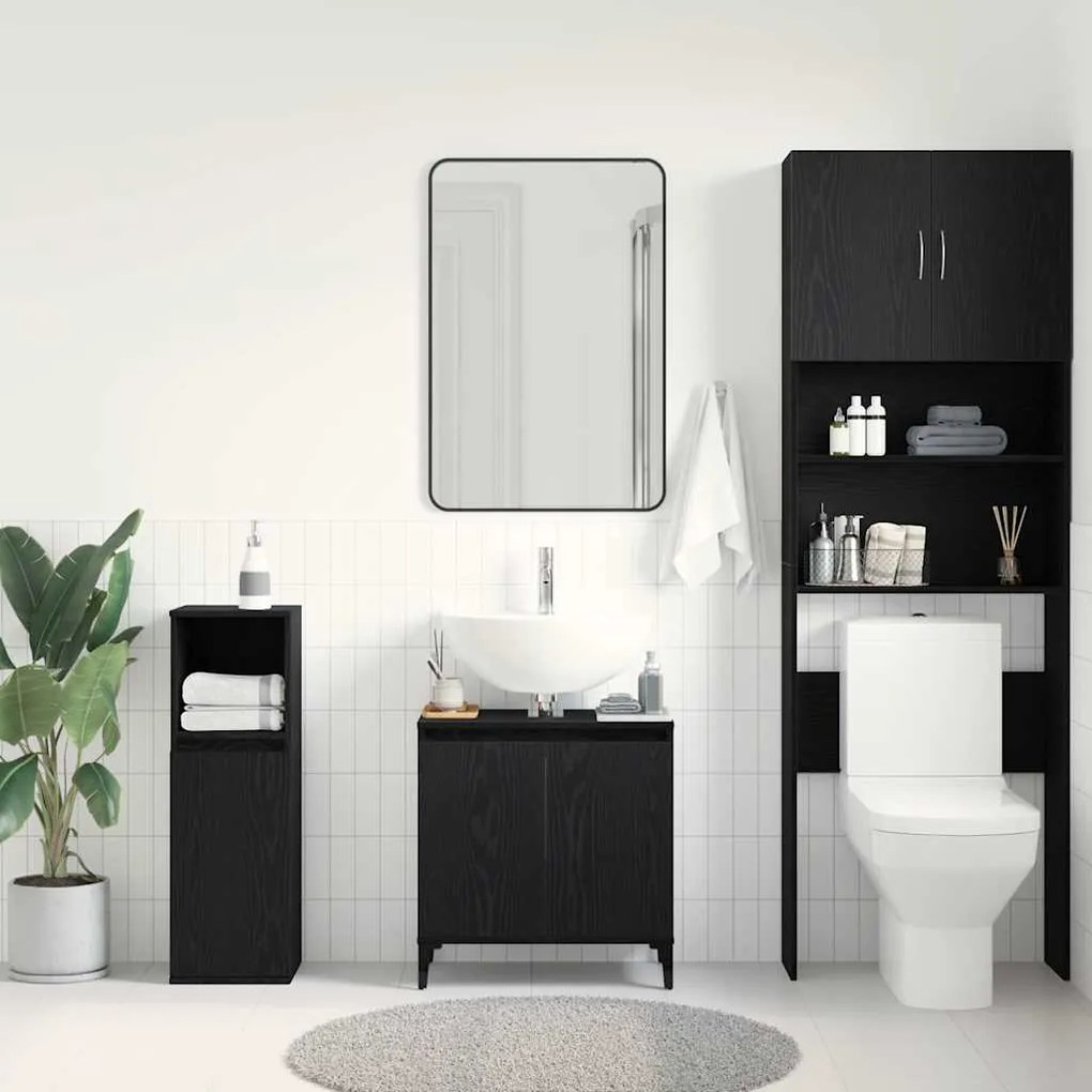 vidaXL Ντουλάπι νιπτήρα Μαύρη δρυς 58 x 33 x 60 εκ. Επεξεργασμένο ξύλο