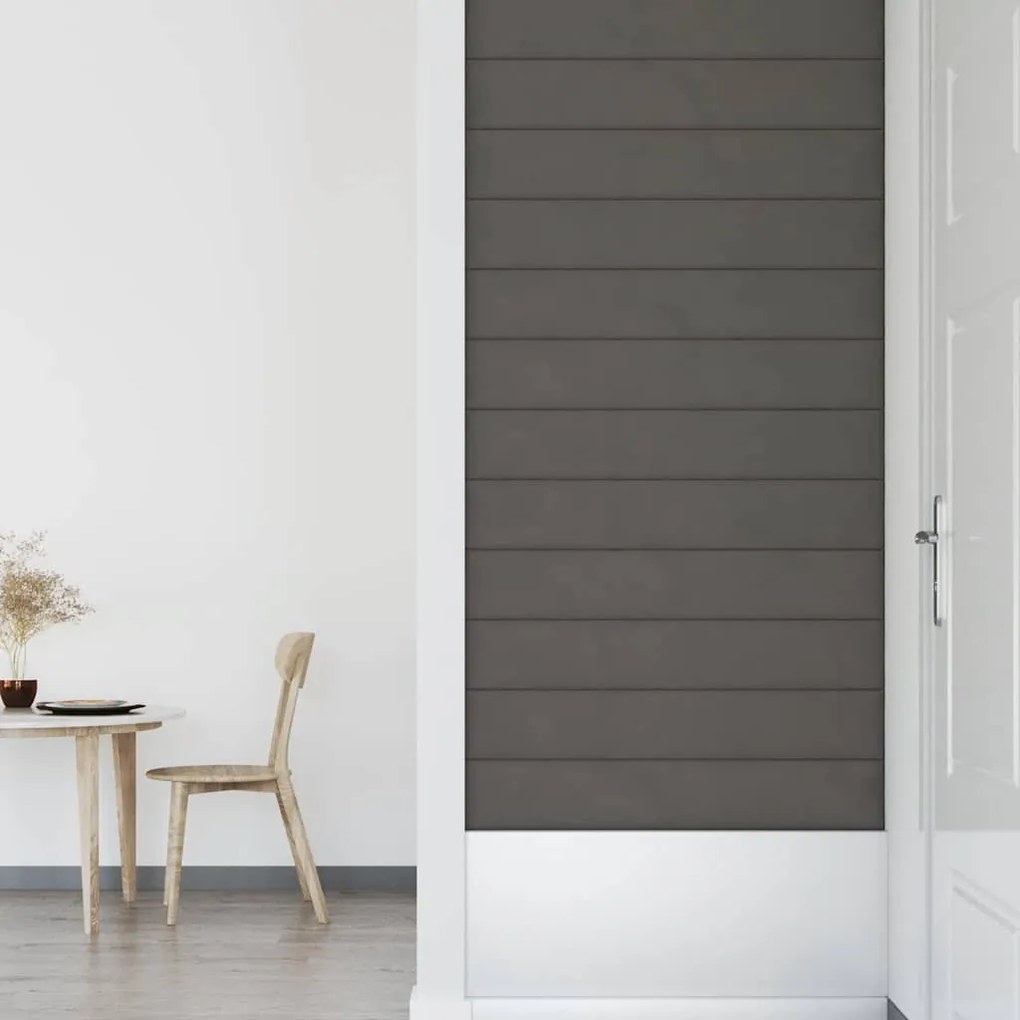 vidaXL Πάνελ Τοίχου 12 τεμ. Σκούρο γκρι 90 x 15 εκ. 1,62 μ² Βελούδινα