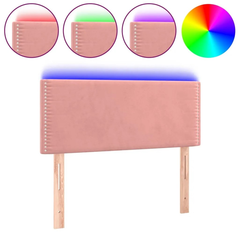 vidaXL Κεφαλάρι Κρεβατιού LED Ροζ 100x5x78/88 εκ. Βελούδινο