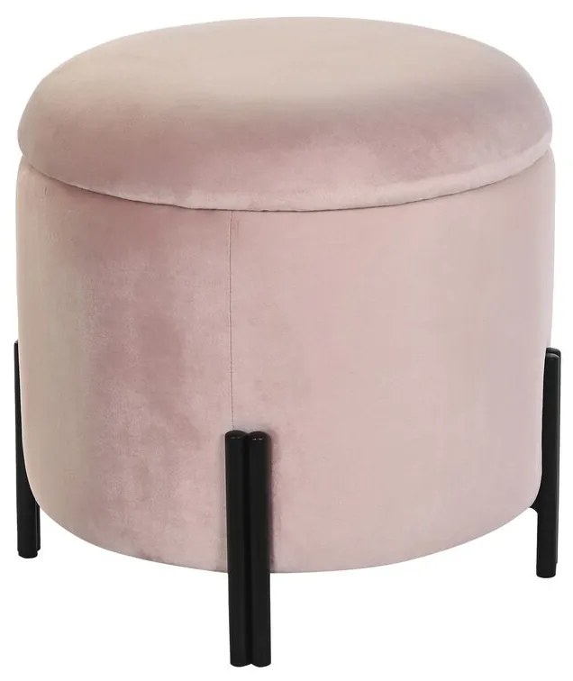 Υποπόδια DKD Home Decor Μαύρο Ροζ Μέταλλο Βελούδο 42 x 42 x 42 cm