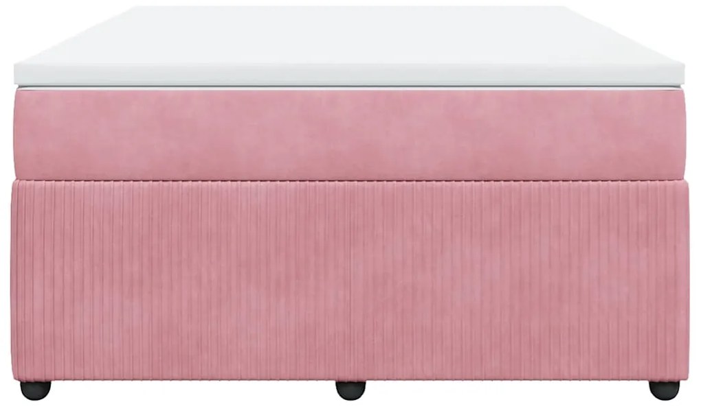 vidaXL Κρεβάτι Boxspring με Στρώμα Ροζ 140x200 εκ. Βελούδινο