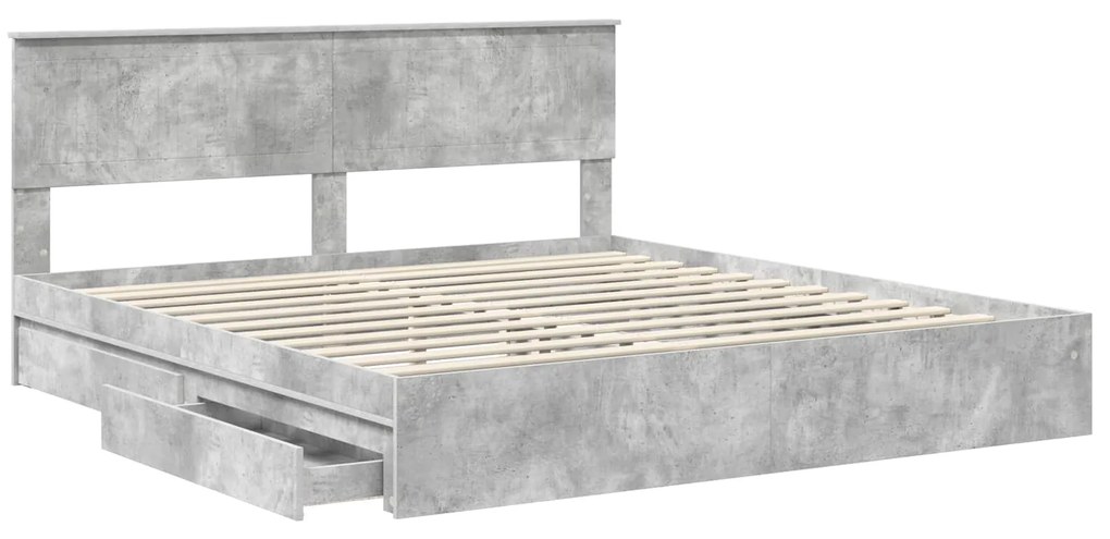 vidaXL Κρεβάτι Αποθήκης Σκυρόδεμα Γκρι 180 x 200 cm Επεξεργασμένο ξύλο