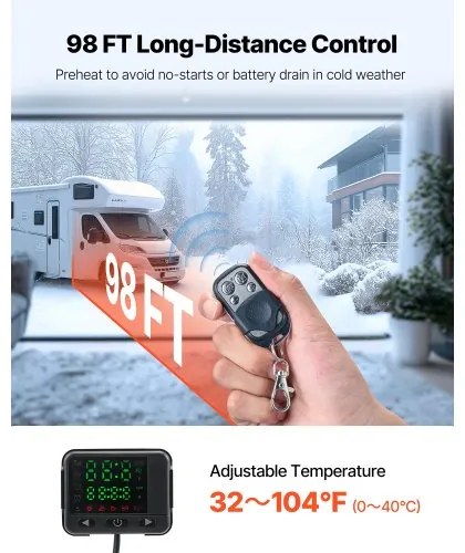 VEVOR Diesel Air Heater Diesel Parking Heater 8 kW DC 12-24 V Black LCD Switch