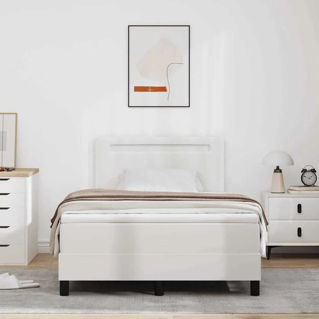vidaXL Κρεβάτι με Στρώμα με στρώμα Λευκό 120 x 200 cm Τεχνητό δέρμα