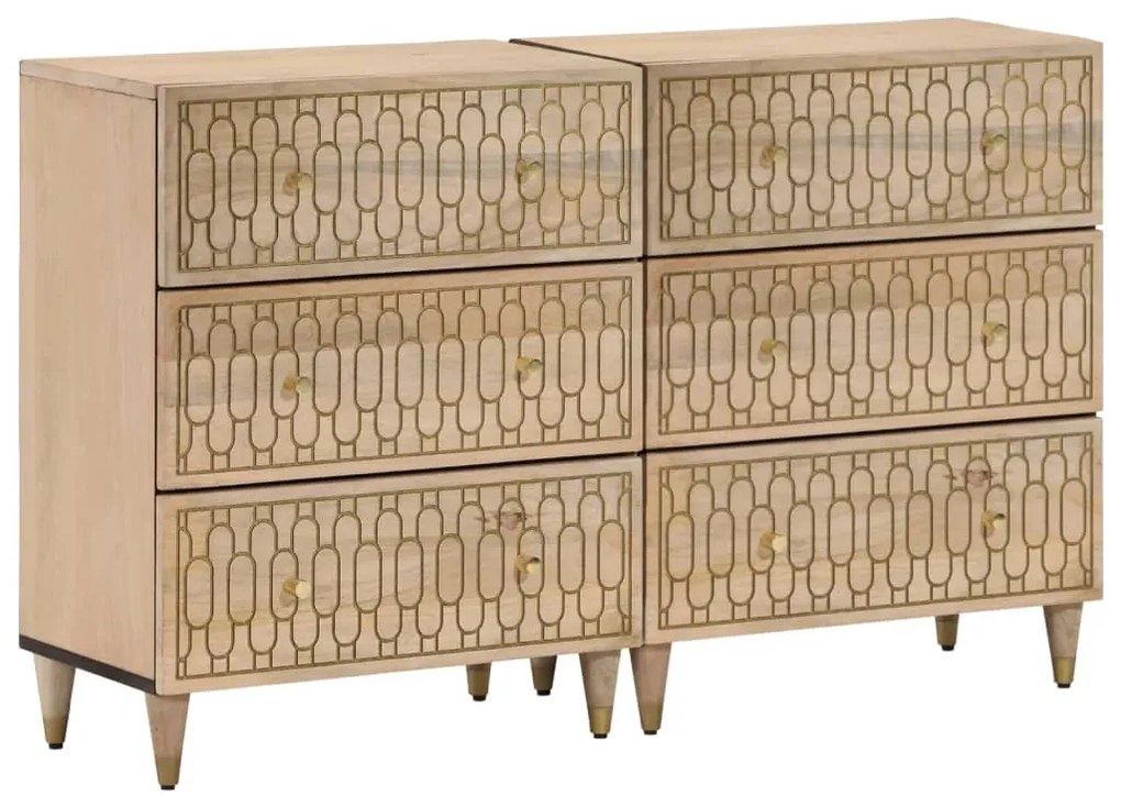 Βοηθητικά Ντουλάπια 2 Τεμ. 60x33x75 εκ. από Μασίφ Ξύλο Μάνγκο