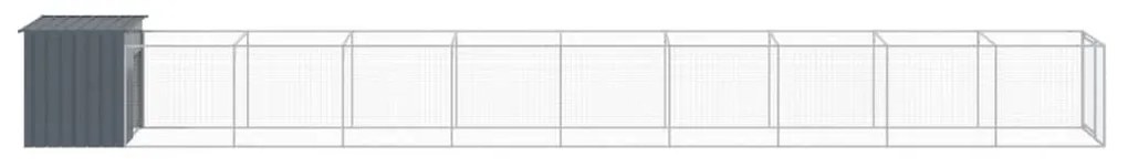 Σπιτάκι Σκύλου με Αυλή Ανθρακί 110x1017x110 εκ. Γαλβαν. Χάλυβας - Ανθρακί