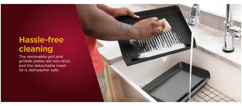 Ηλεκτρική ψησταριά Ninja GR101EU, 1450W, 28x37 cm, Γρήγορη θέρμανση, 60-260C, 2 πλάκες, Μαύρο
