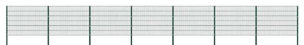 vidaXL Πάνελ Περίφραξης με Στύλους Σιδερένιο Πράσινο 1212 x 120 εκ.