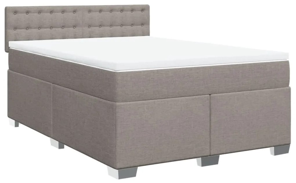 vidaXL Κρεβάτι Boxspring με Στρώμα Taupe 160x200 εκ. Υφασμάτινο