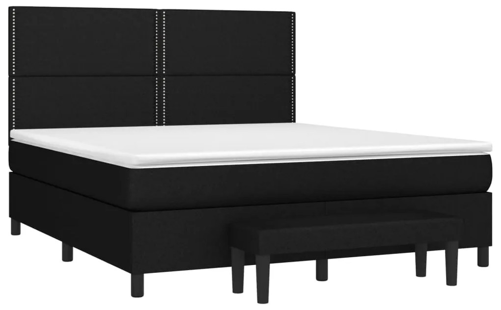 vidaXL Κρεβάτι Boxspring με Στρώμα Μαύρο 180x200 εκ. Υφασμάτινο