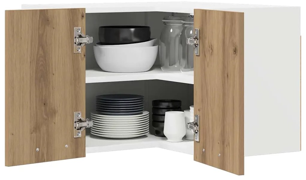 vidaXL Κρεμαστό ντουλάπι Χειροποίητη Δρυς και Λευκό 57 x 57 x 40 εκ.