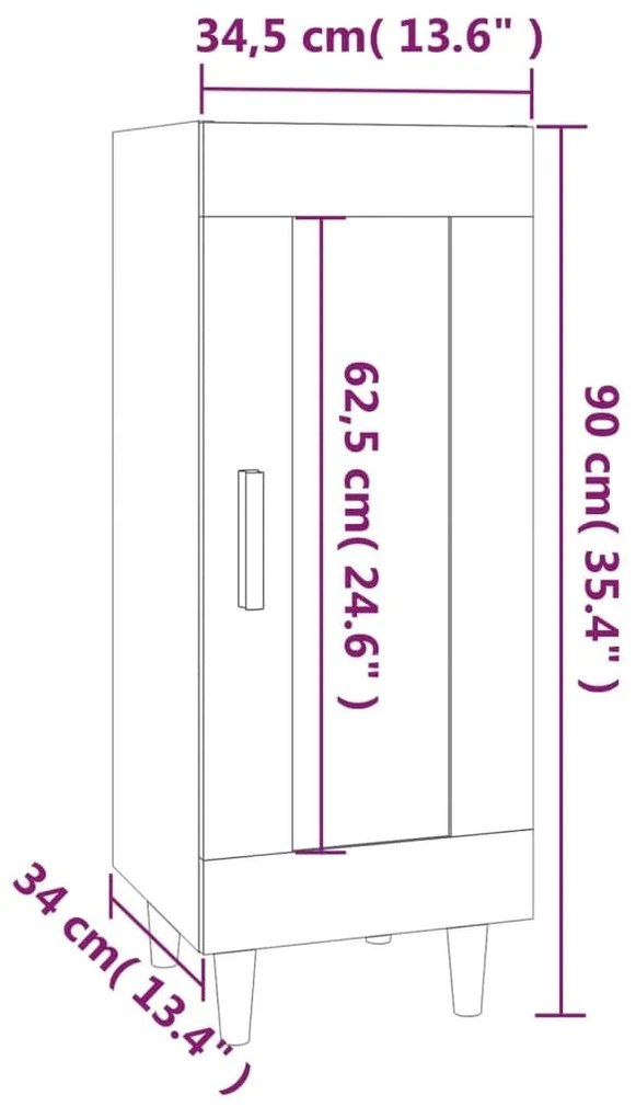 Ντουλάπι Μαύρο 34,5 x 34 x 90 εκ. από Επεξεργασμένο Ξύλο - Μαύρο