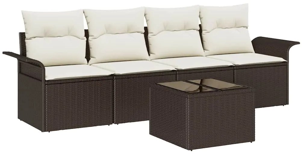 vidaXL Σετ Καναπέ Κήπου 5 pcs Καφέ Πολυ ράταν