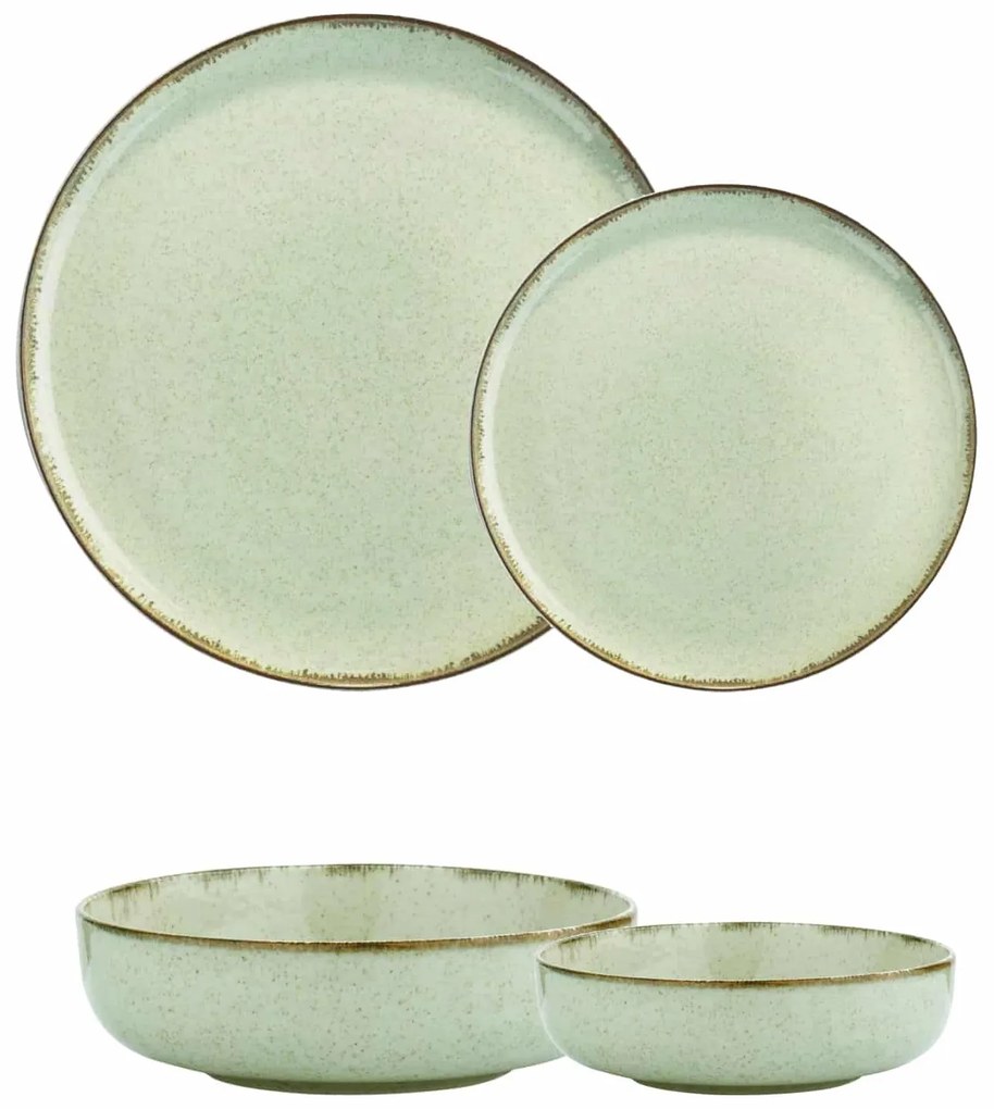 Σερβίτσιο Πιάτων Πορσελάνης Pearl Mood Πράσινο – Σετ 24τμχ - Kutahya Porselen