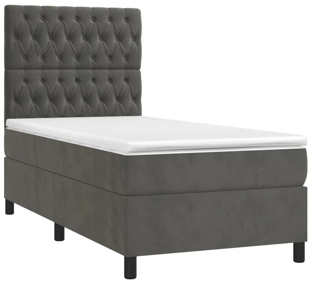 ΚΡΕΒΑΤΙ BOXSPRING ΜΕ ΣΤΡΩΜΑ ΣΚΟΥΡΟ ΓΚΡΙ 80X200 ΕΚ. ΒΕΛΟΥΔΙΝΟ 3143170