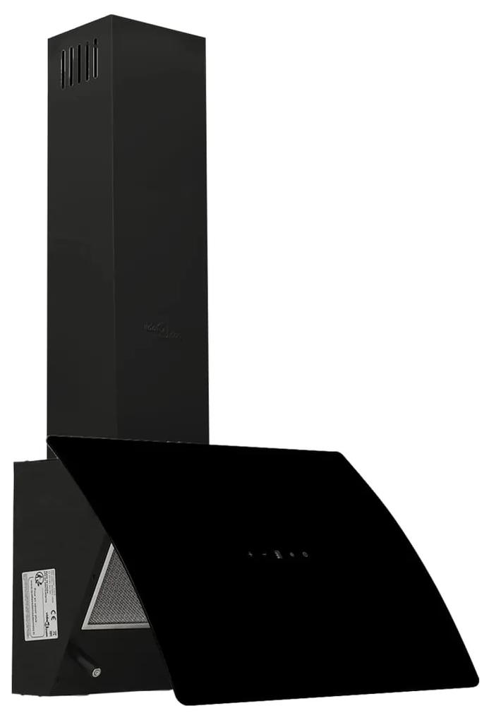 vidaXL Απορροφητήρας Τοίχου Μαύρος 60 εκ. από Ατσάλι και Ψημένο Γυαλί
