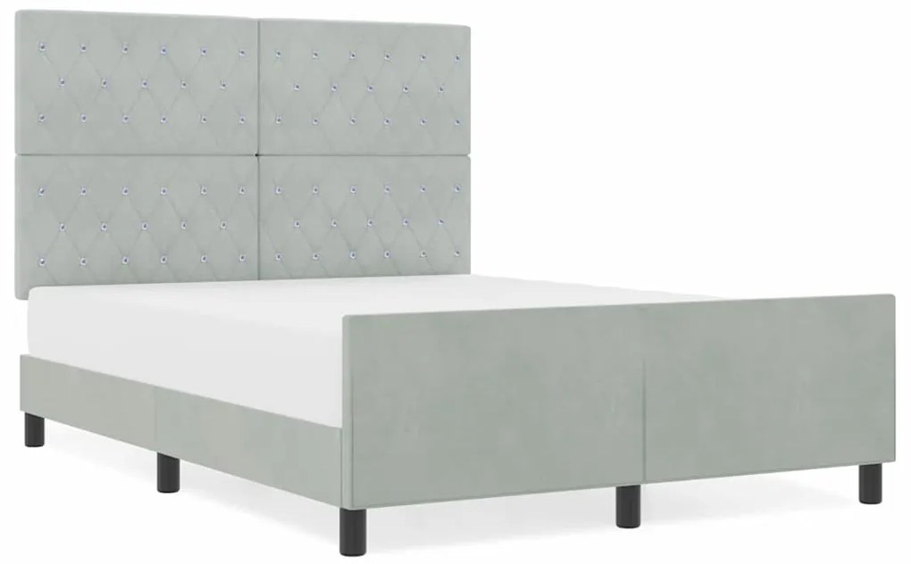 vidaXL Σκελετός Κρεβατιού Ανοιχτό γκρι 140 x 190 cm Βελούδο