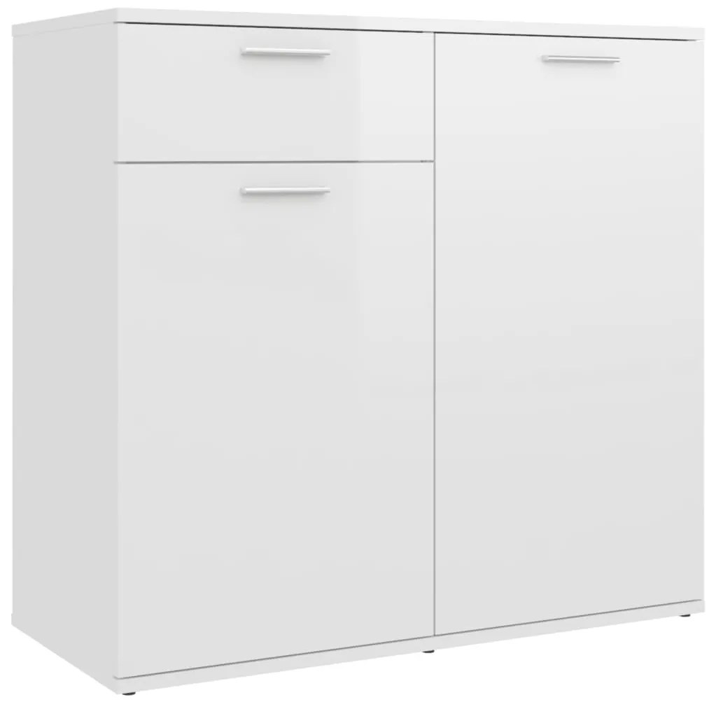 vidaXL Ντουλάπι με Συρτάρι Γυαλιστερό Λευκό 80x36x75 εκ. Επεξ. Ξύλο