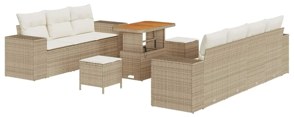 vidaXL Σετ Καναπέ Κήπου με μαξιλάρι 10 pcs Μπεζ, Κρέμα 90 x 55 x 71 cm