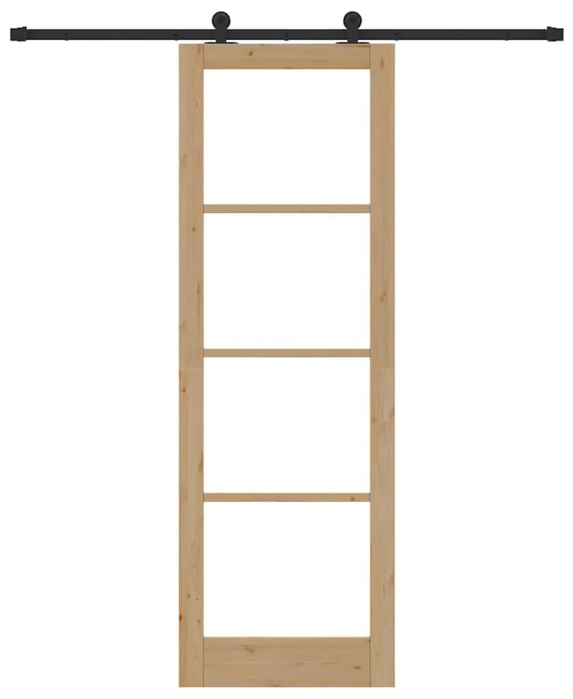 vidaXL Συρόμενη Πόρτα Χειροκίνητος Καφέ 78 x 232 cm Ξύλο και μέταλλο