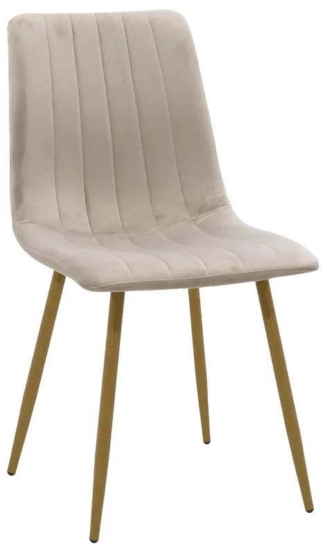 Καρέκλα Noor pakoworld γκρι βελούδο-πόδι φυσικό μέταλλο 44x55x86εκ