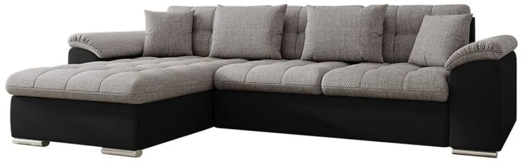 Γωνιακός καναπές - κρεβάτι Liani με αποθηκευτικό χώρο, 280x160x76, Γκρι και Μαύρο - Αριστερή Γωνία - PL2468