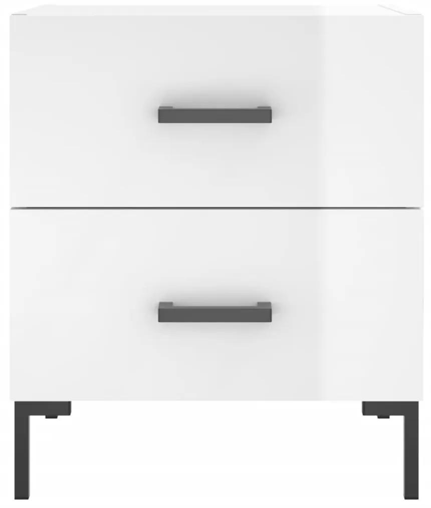 vidaXL Κομοδίνο Γυαλιστερό Λευκό 40 x 35 x 47,5 εκ. από Επεξεργ. Ξύλο