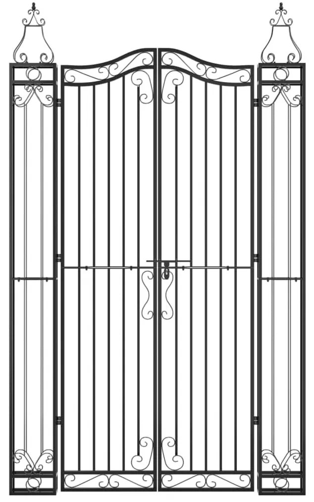 Πύλη Κήπου Μαύρη 121 x 8 x 200 εκ. από Σφυρήλατο Σίδερο  - Μαύρο