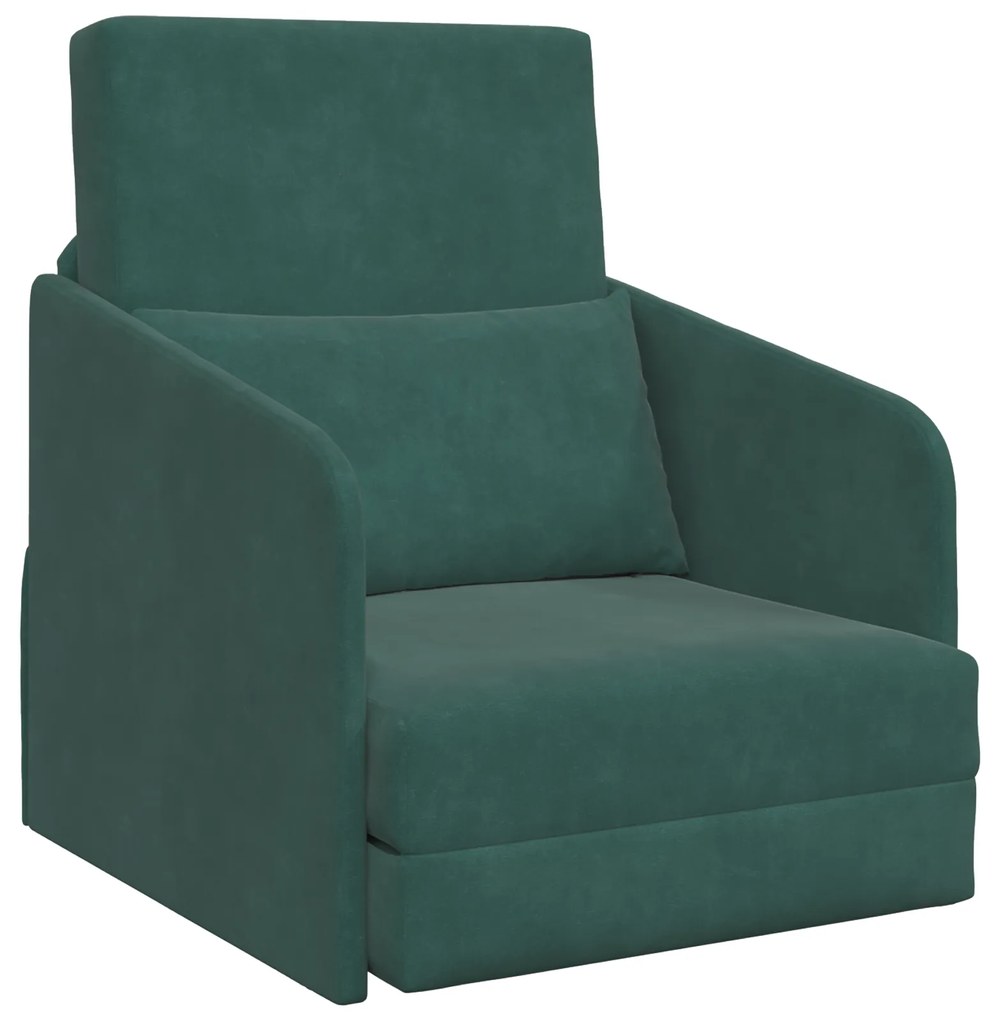 vidaXL Κρεβάτι Δαπέδου 2 σε 1 Σκούρο Πράσινο 65x80x83 εκ Βελούδο