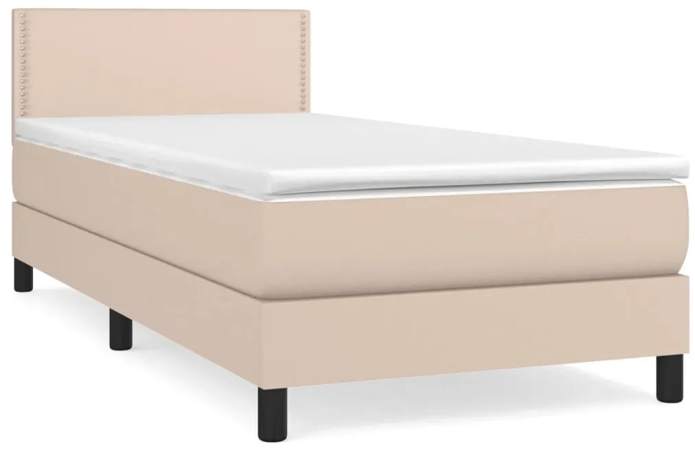 vidaXL Κρεβάτι Boxspring με Στρώμα Καπουτσίνο 80x200 εκ. Συνθ. Δέρμα