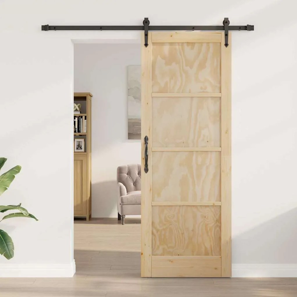 vidaXL Συρόμενη Πόρτα Άλλο ORKDAL Φυσικό και μαύρο 78 x 211 εκ