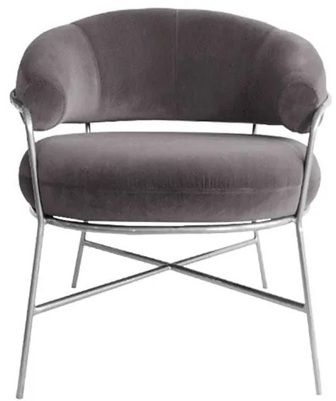 Πολυθρόνα Trudi HM8639.01 Grey 84x79x74Υ εκ. Velvet, Metal