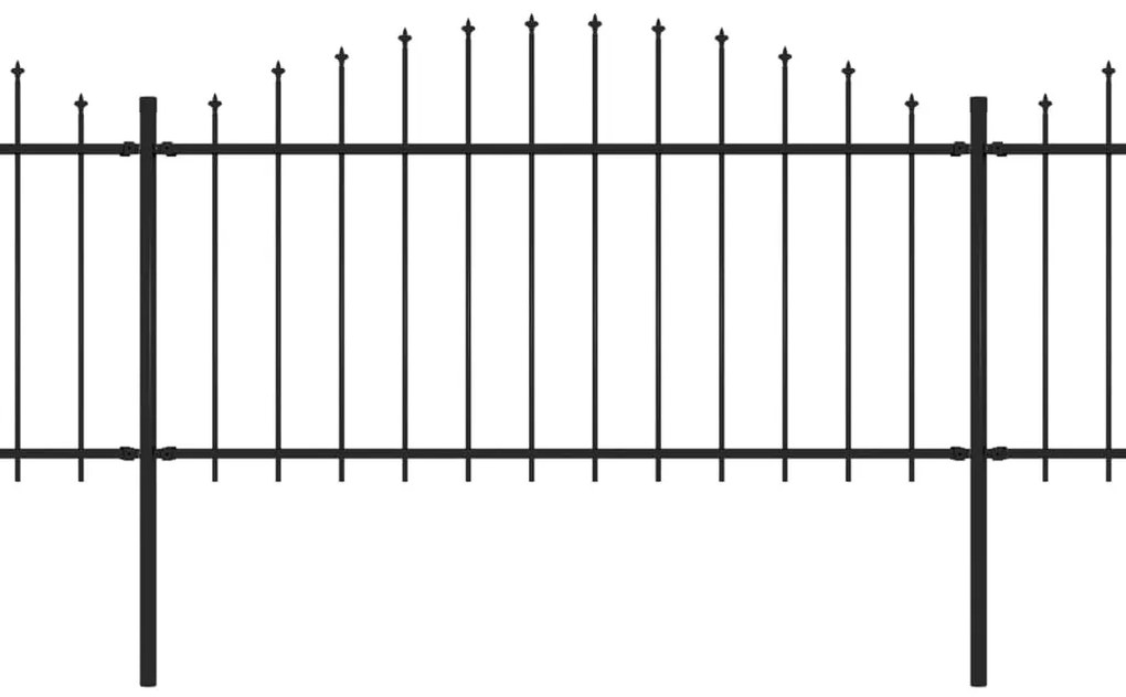 vidaXL Κάγκελα Περίφραξης με Λόγχες Μαύρα (1,25-1,5) x 5,1 μ. Ατσάλινα